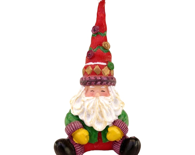 Vintage Sitting Santa Claus with Button Hat Figure 5.25" Christmas Decor