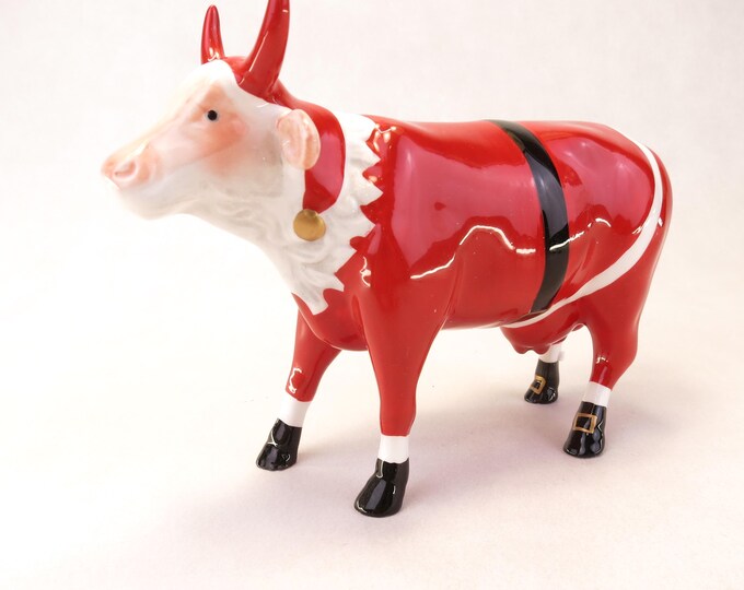 Cow Parade "Santa Cow" Ceramic Figurine #9208 Vintage 2002