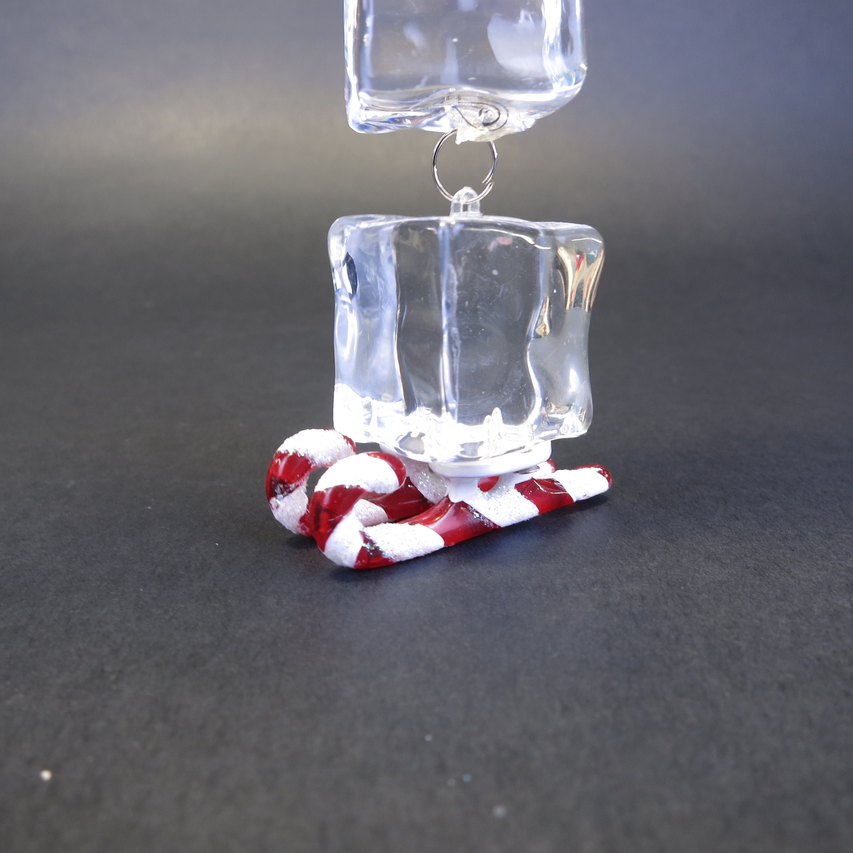 Acrylic Ice Cube Snowman Holiday Christmas Ornament with Sled Dept 56