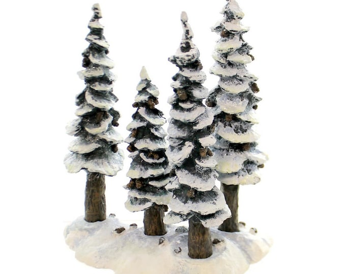 Dept 56 Heritage Village Pole Pine Forest 4 Trees with Base, Village Accessories Collection