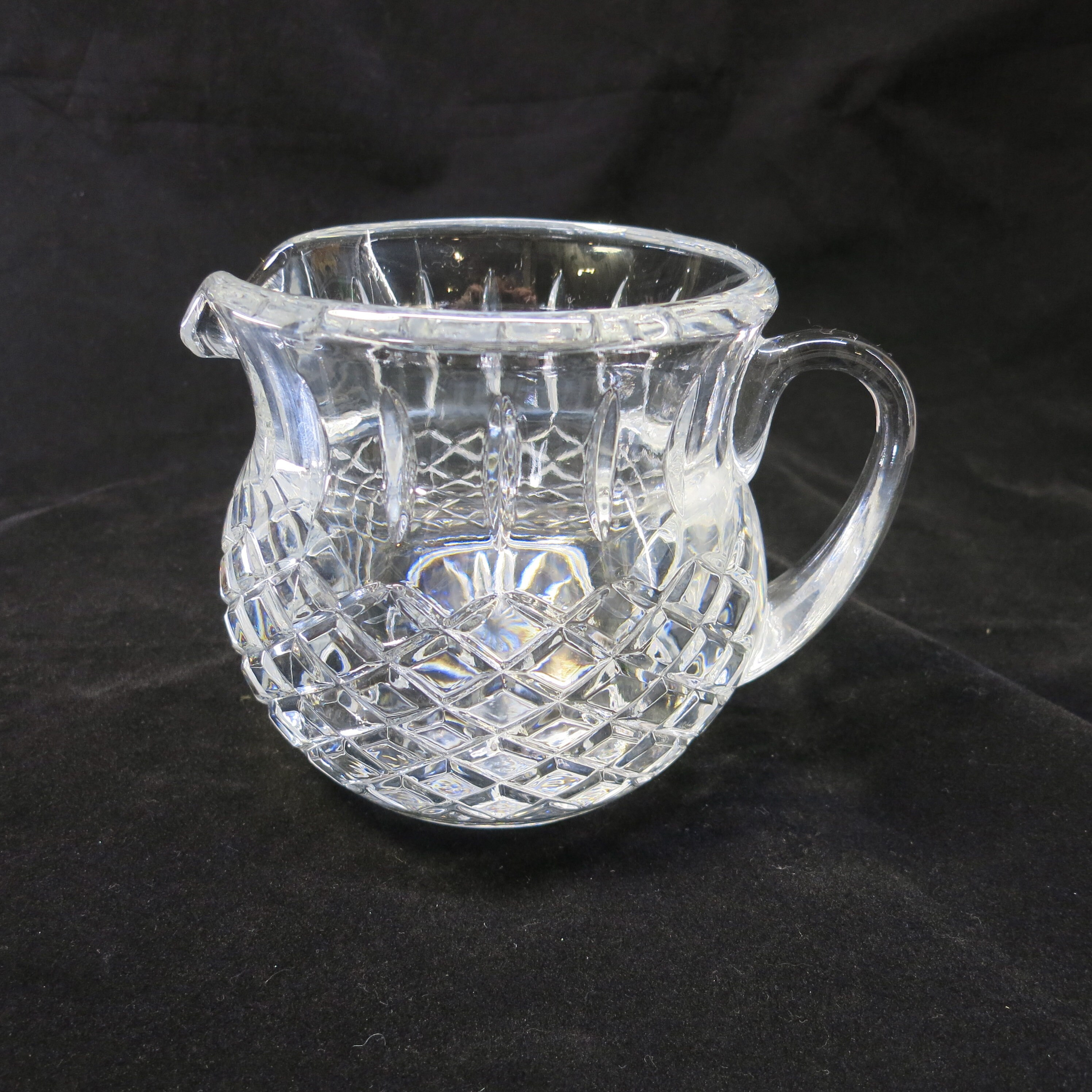 Vintage Heavy Crystal Pitcher Diamond Pineapple Starburst Pattern