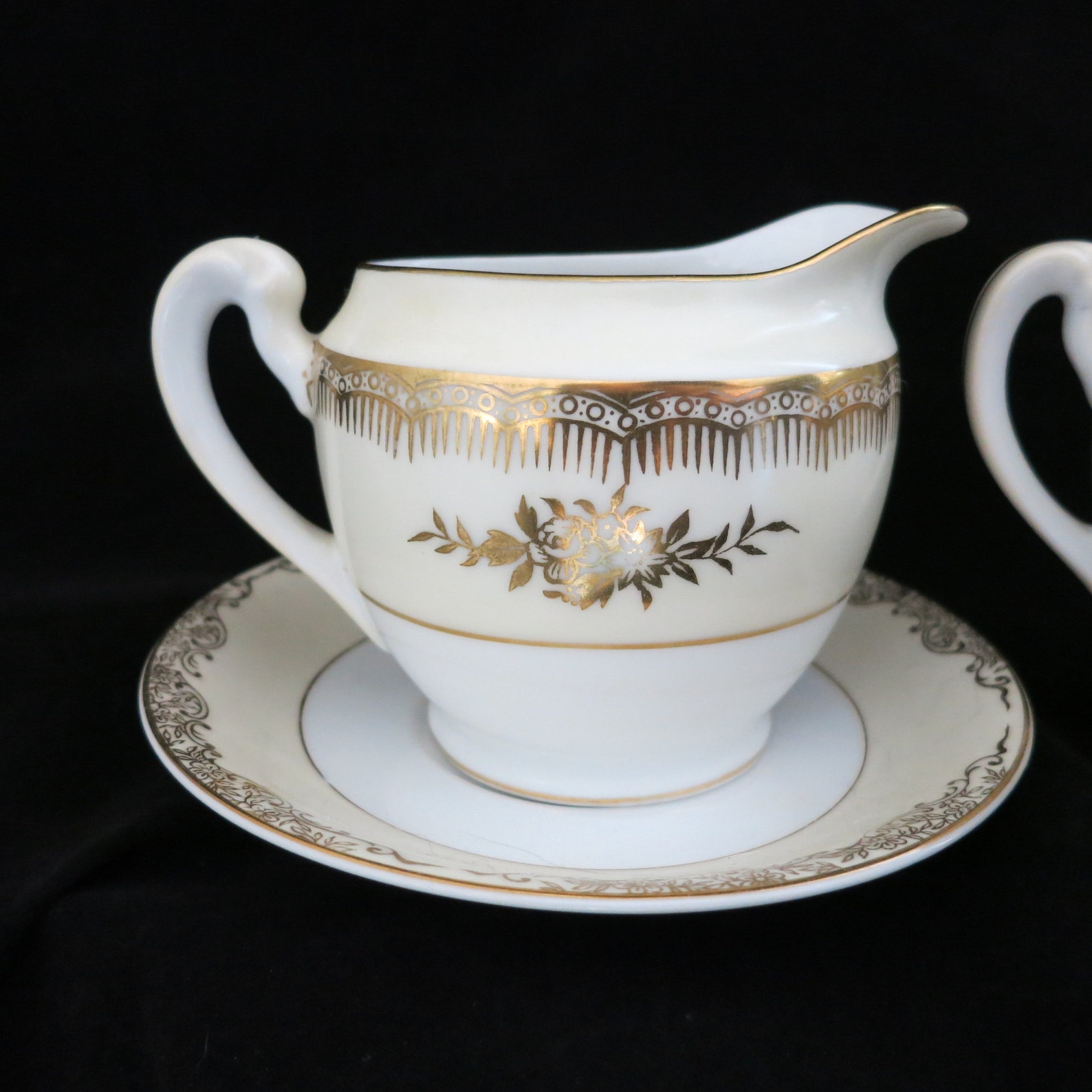 4 Piece Noritake Creamer & Sugar Set Vintage Gold off White - Etsy