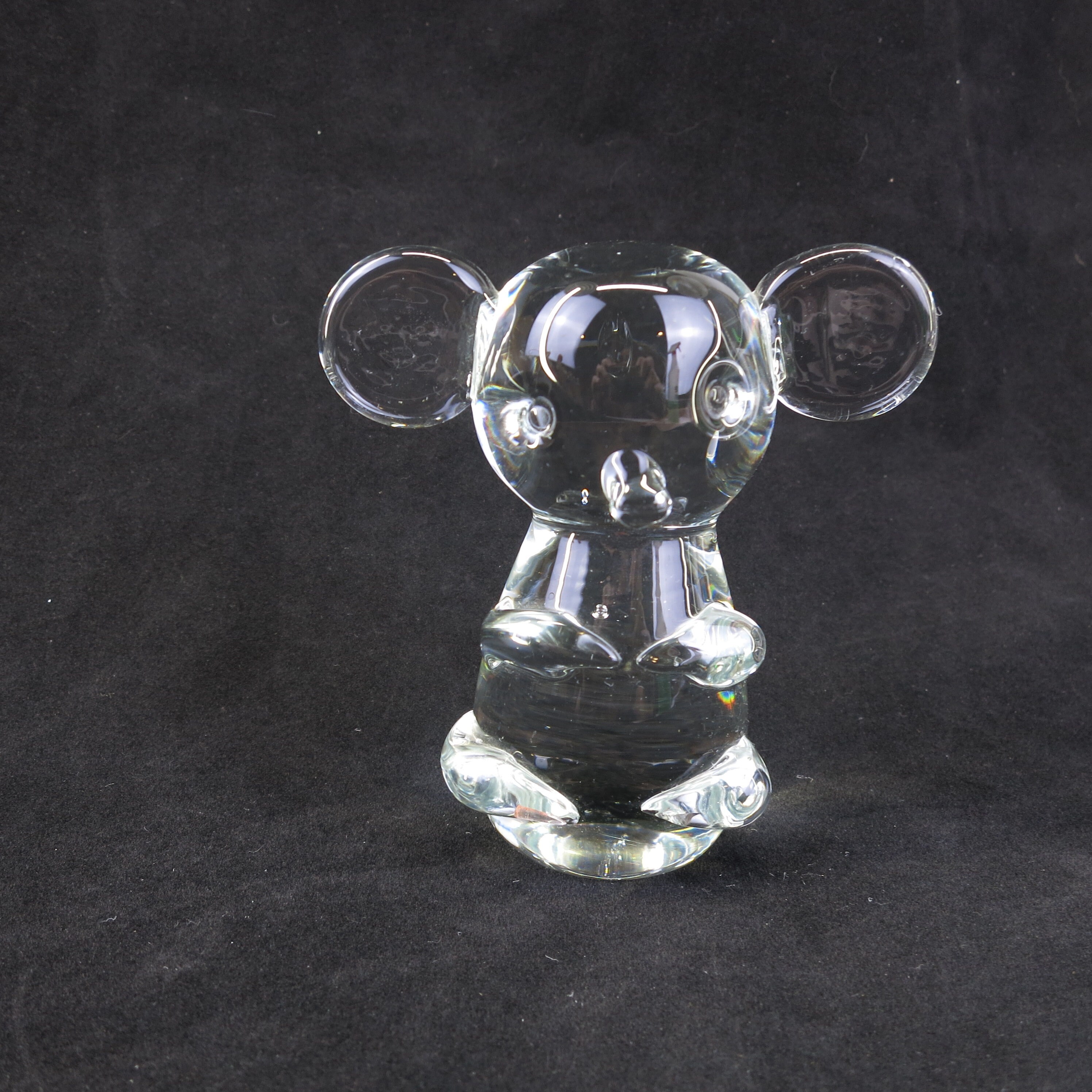 Blown Glass Clear Koala Bear or Mouse Glass Paperweight Vintage Glass