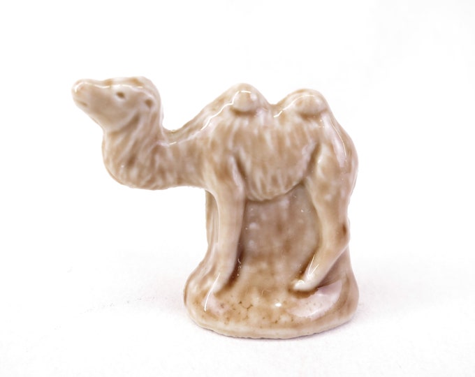 Vintage Wade Whimsies Miniature Ceramic Glazed Tan Camel Figurine - Kitsch