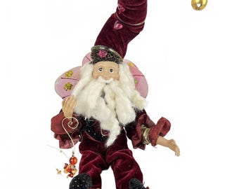 Vintage *Damaged* Mark Roberts Christmas Santa Fairy With Hearts Shelf Sitter