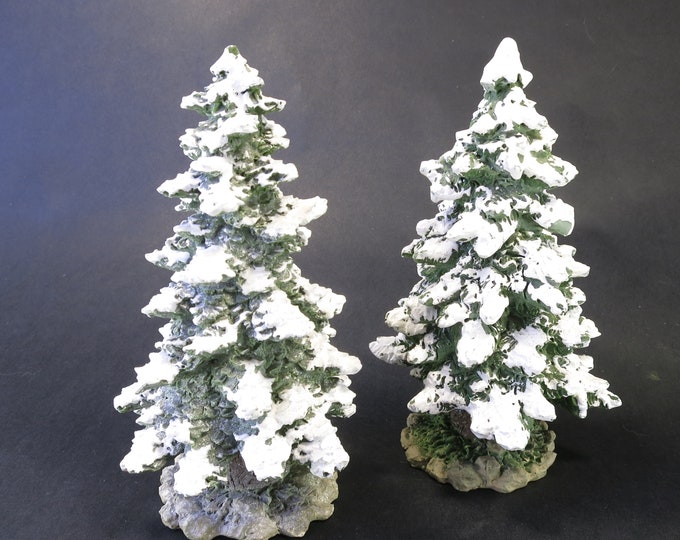 Set of 2 Pines with Snow Christmas Dickens Village, Village Accessories Collection