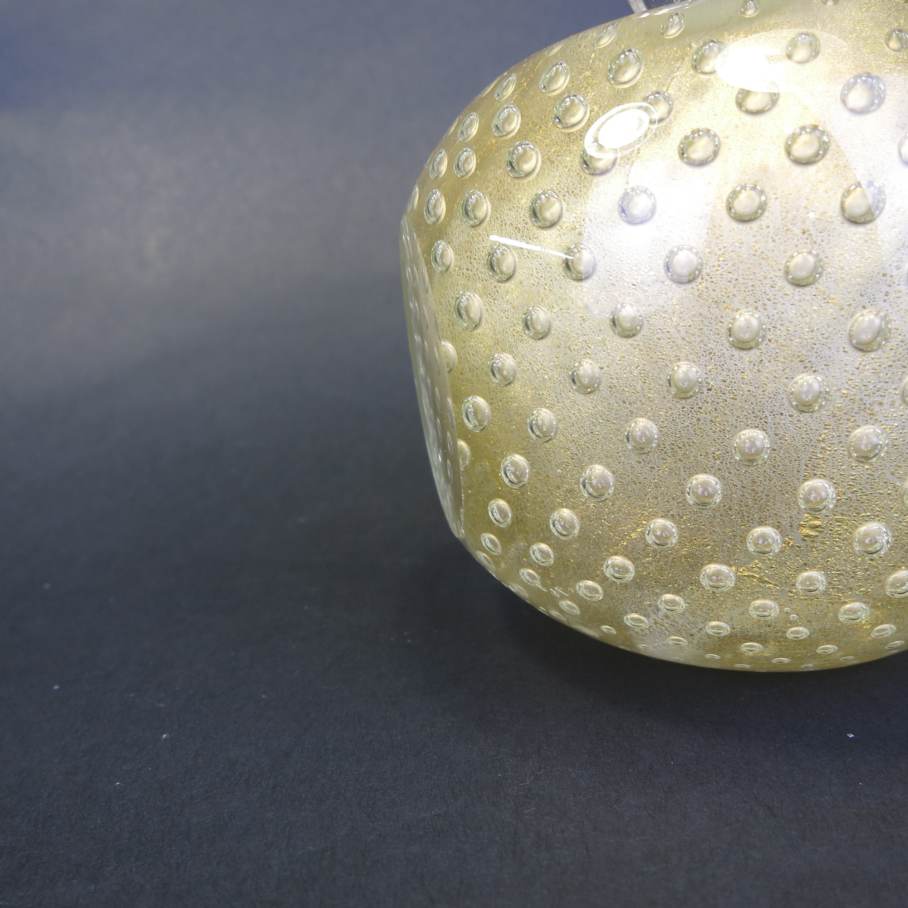 Vintage Murano Hand Blown Glass Gold Colored Apple Glass Bookend