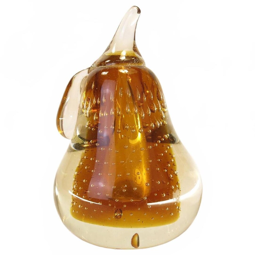 Vintage Blown Glass Amber Pear Paperweight With Controlled Bubbles - Etsy
