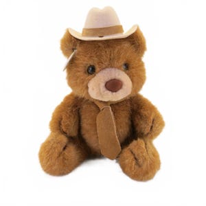 Vintage Russ Berrie Brown Teddy Bear Plush Stuffed Animal Hat 9&quot;