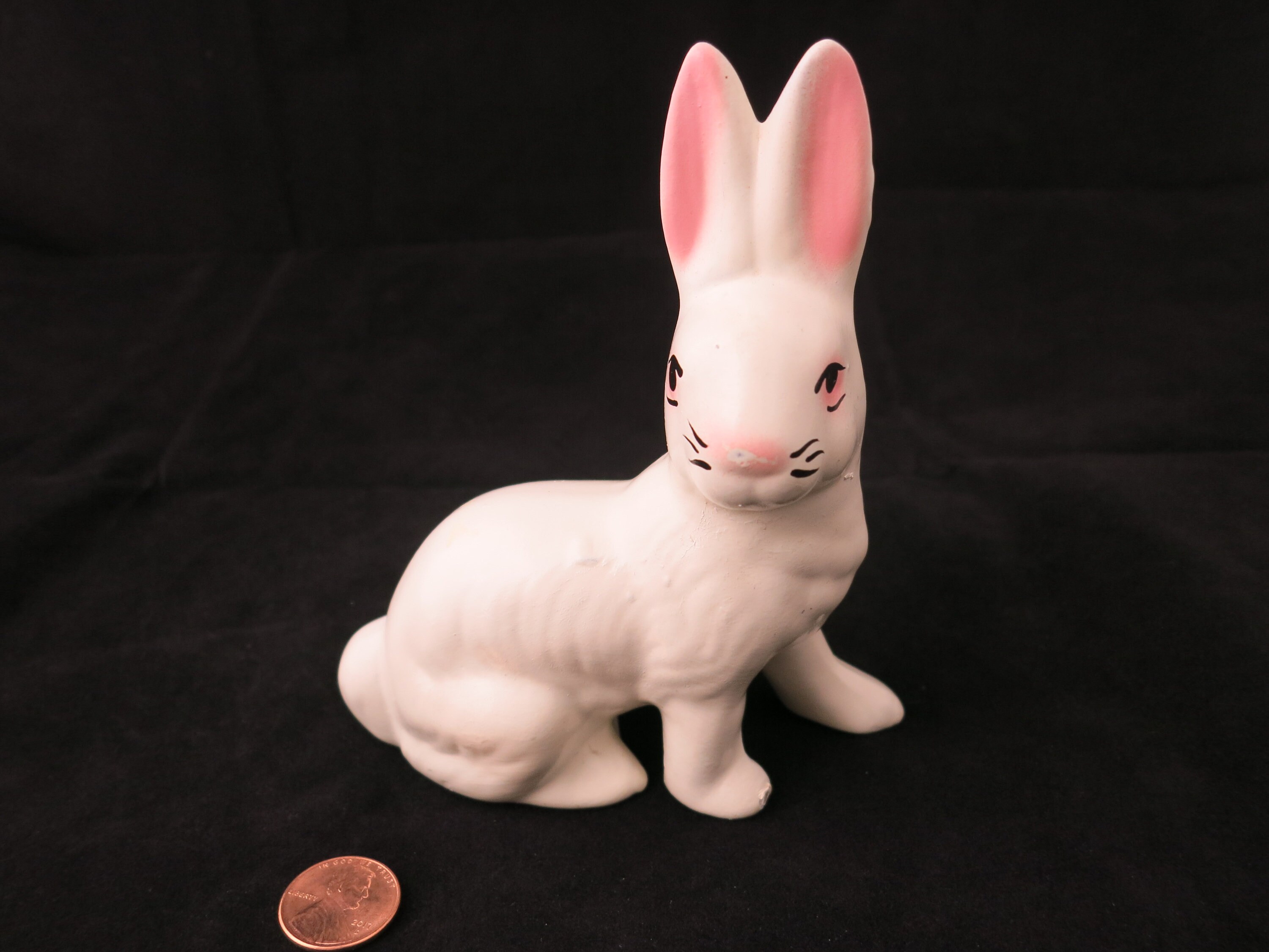 Vintage White Easter Bunny Rabbit Statue Fun Decor