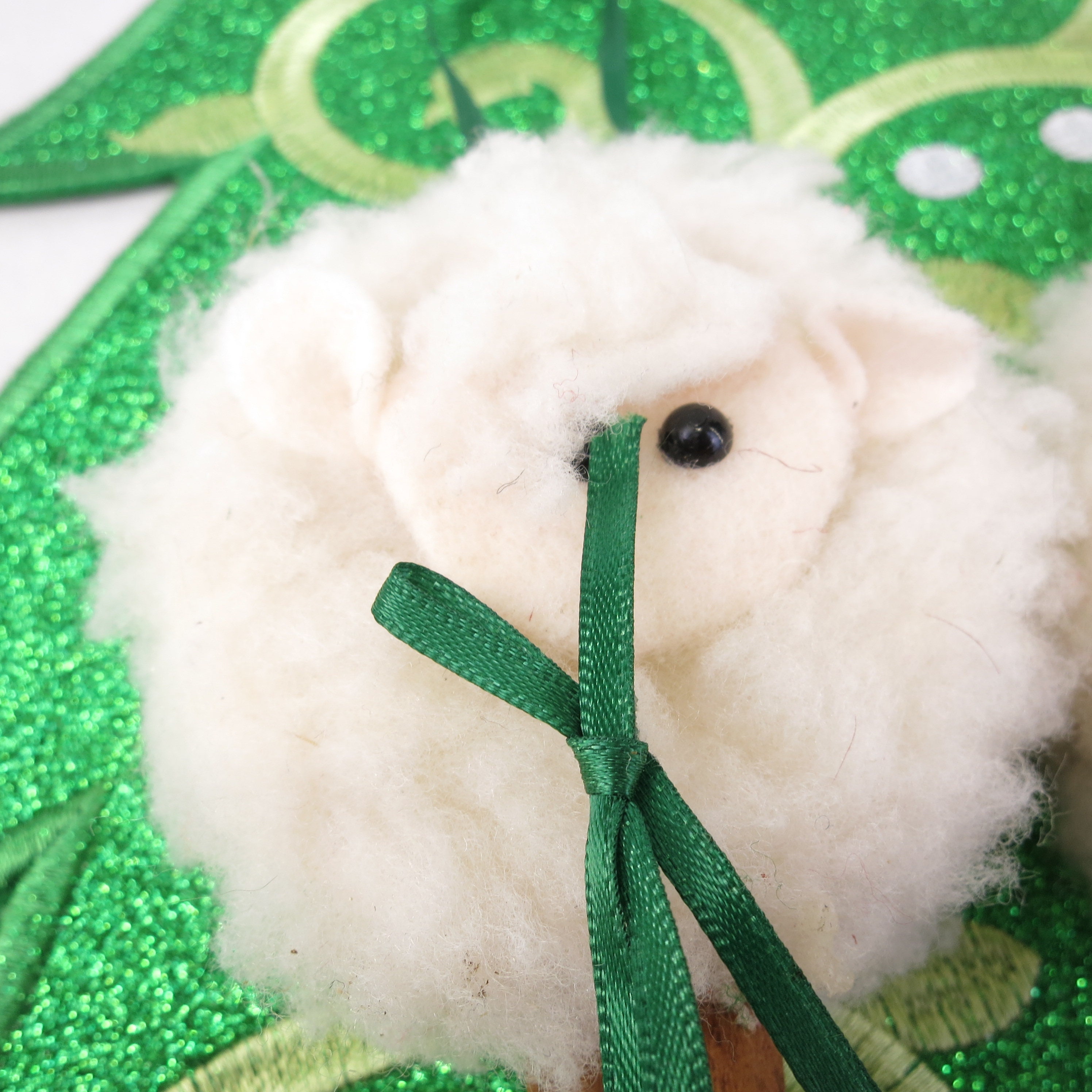 Set of 2 Hand Made Vintage Sheep Ornaments Fleece, Felt, and Cinnamon