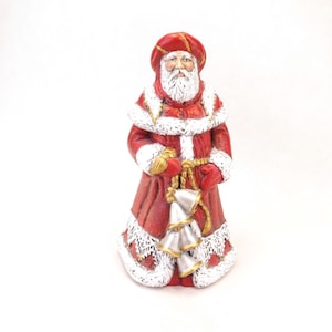 Vintage Old World Santa Claus Red White & Gold Painted 10&quot;