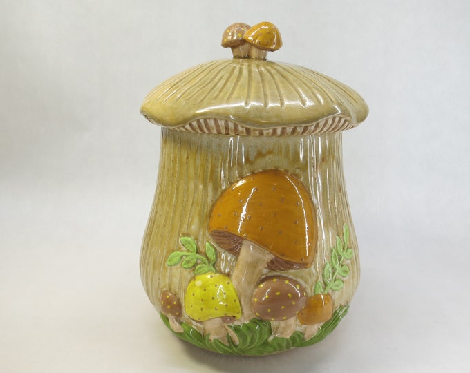 Ceramic Retro 1970's Arnel Mushroom Cookie Jar Vintage Kitchen Decor