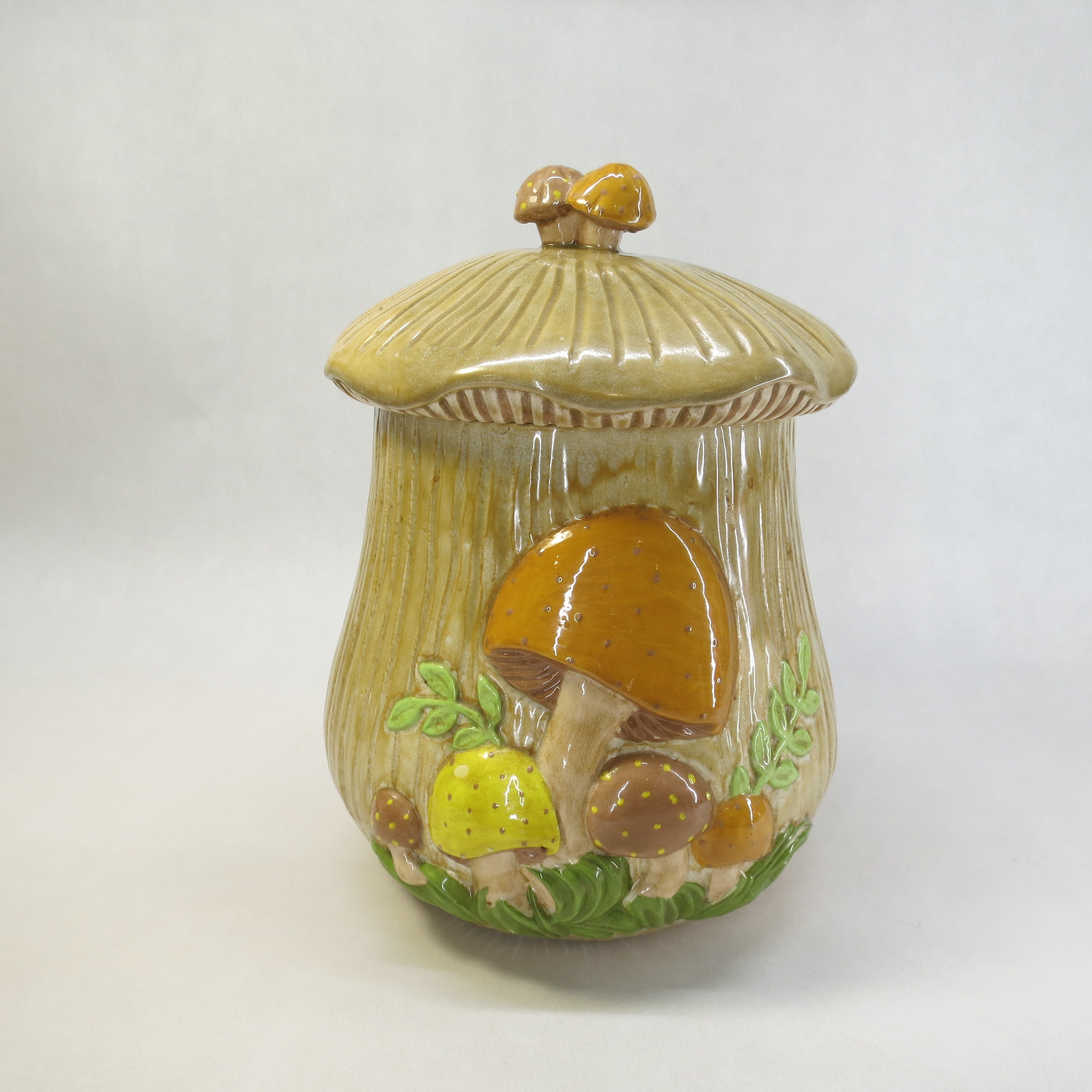 Ceramic Retro 1970's Arnel Mushroom Cookie Jar Vintage Kitchen Decor 