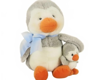 Russ Iggy Penguin Plush Mommy & Baby Gray Bird Stuffed Animal NWT 12" 22435 PB6