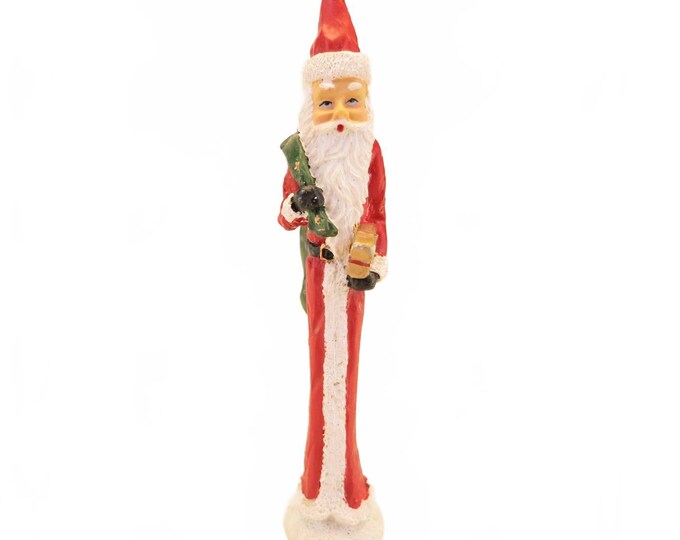 Vintage Skinny Pencil Santa Claus Statue w/Toy Bag 7.4" Christmas