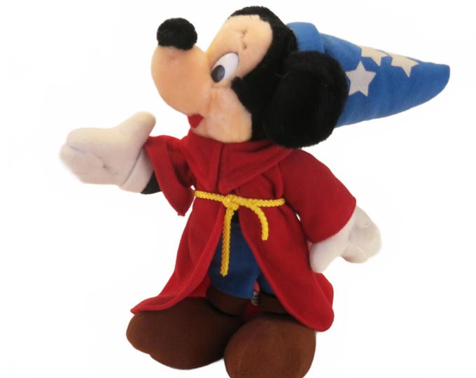 Disneyland Vintage Disney Mickey Sorcerer Plush Stuffed Animal 12” Fantasia