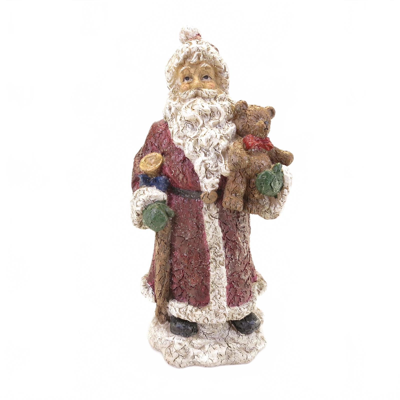 アンティークサンタクロース Large Vintage Santa Claus With Teddy Hand Painted Crackle Finish