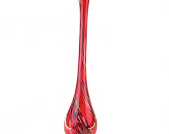 Large Red 31" Floor Vase Murano Glass Long Neck Vase
