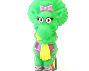 Vintage 1990's Barney Baby Bop Vintage Coin Bank PVC 7.25" with Stopper