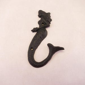 Vintage Cast Iron Mermaid Wall Hook Decor