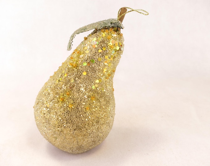 Vintage Beaded and Sequined Sugar Pear Ornament