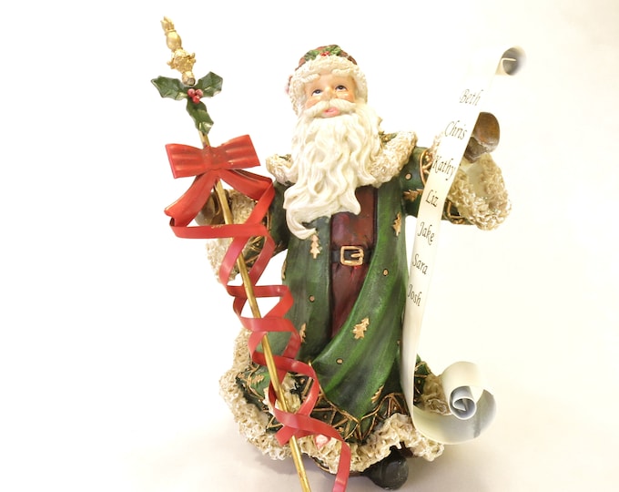 Large Vintage Classic Santa Claus Hand Painted Resin 7.75" Retro Christmas Decor Santa