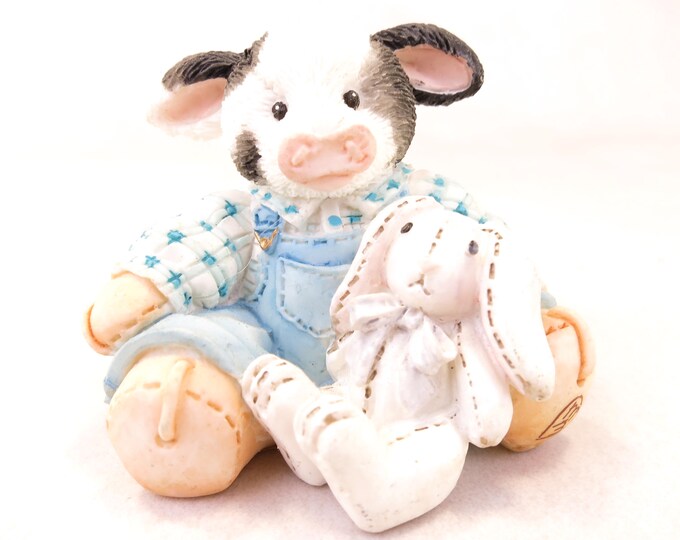 Vintage Mary Moo Moo's Enesco Cow 104914 Some Bunny Loves Moo 1994