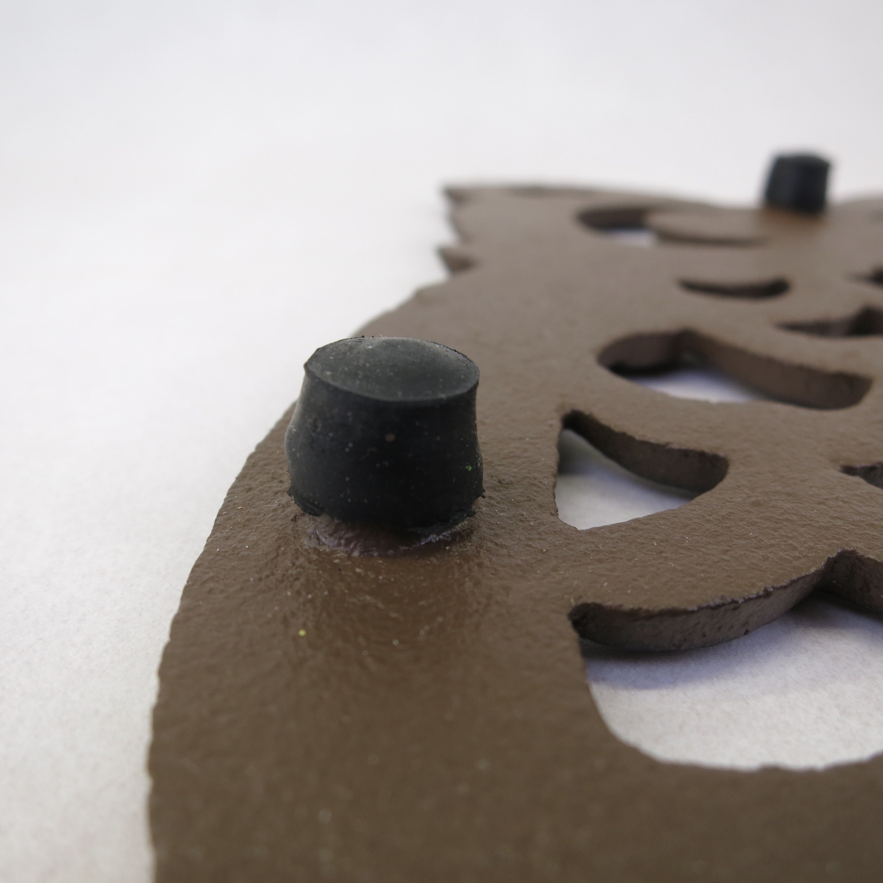 Vintage Painted Cast Iron Owl Trivet with Rubber Feet