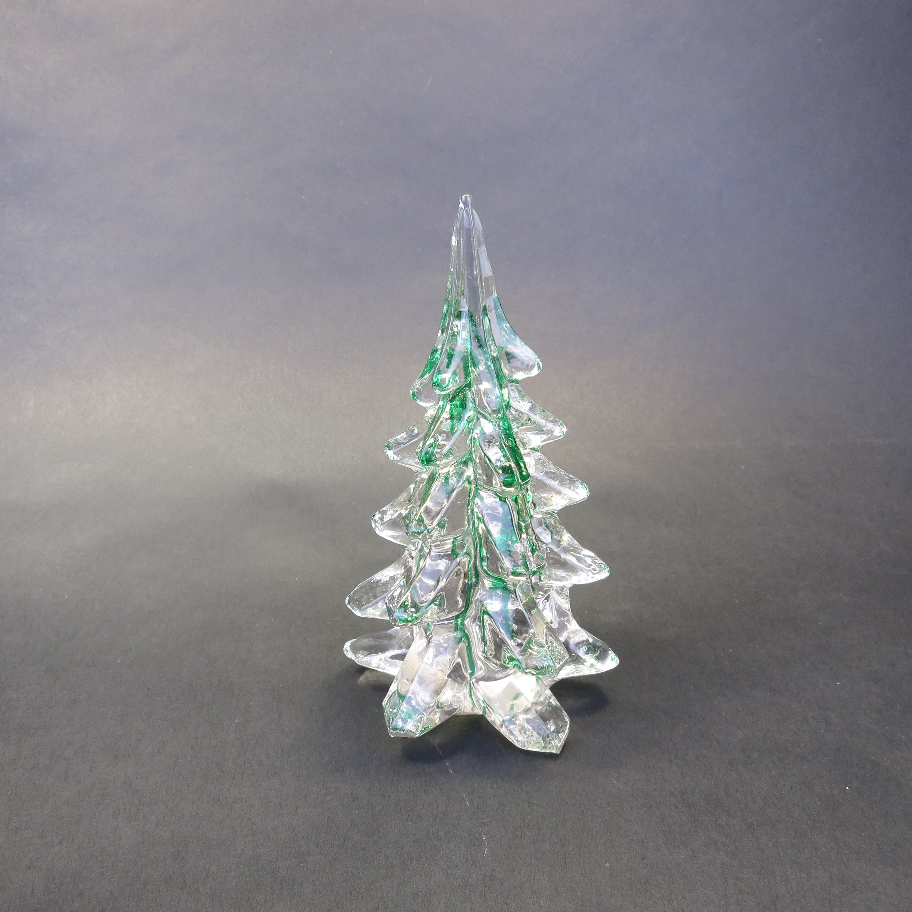 Vintage Silvestri Christmas Tree Crystal Clear and Green Art Glass