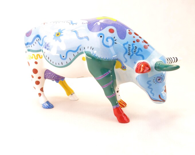 Cow Parade "Cow Doodle" Ceramic Figurine #9194 Vintage 2001