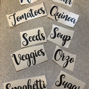 Kitchen organisation labels. Jar stickers for tidy kitchen