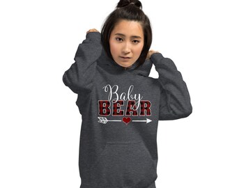 Baby Bear Hoodie, Baby Bear Buffalo Plaid Hoodie, Baby Bear Christmas Hoodie, Matching Bear Family Hoodie, Wife Daughter Girlfriend Hoodie