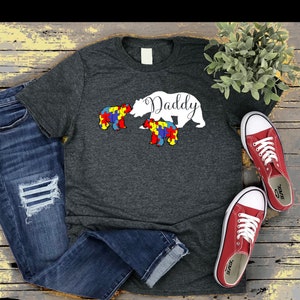 Daddy Bear 2 Cubs Autism Awareness Shirt, Autism Awareness month, Autistic Child Dad, Autism Support, Dad of Two Autistic Children