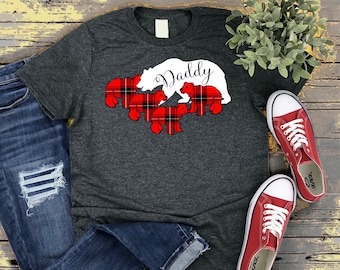 Papa Bär Shirt, Papa Bär mit vier 4 Cub, Papa Weihnachtsgeschenk, passende Bär Familie Shirt, zum ersten Mal Papa Geschenk, Vatertag Shirt für Papa