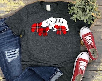 Papa Bär Shirt, Papa Bär mit drei 3 Cub, Papa Weihnachtsgeschenk, passende Bär Familie Shirt, zum ersten Mal Papa Geschenk, Vatertag Shirt für Da
