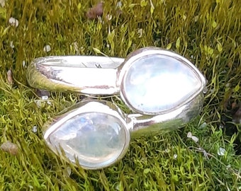 Bague pierre de lune en argent massif 925 taille 53 FR. Sterling silver ring and moonstone ring size 6.5 us.cadeau noel femme moonstone ring