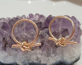 Knot hoop earrings, gold-plated hoop earrings, gift for women, girls, Christmas, birthday, Valentine&#39;s Day