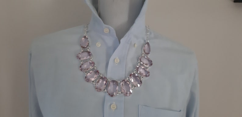 Silver necklace 925 wedding stone topaz Large pink stone necklace Pink topaz stone Pink topaz necklace in silver 925