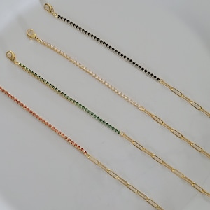 Vermeil bracelet, 18 K gold bracelet, 925 sterling silver bracelet, women&#39;s zirconium bracelet, minimalist crystal bracelet, women&#39;s gold bracelet