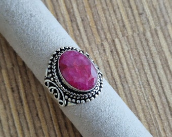 Bague En Argent Massif 925 Avec Rubis Et Zircon - Taille 52, Cadeau Idéal Pour Elle