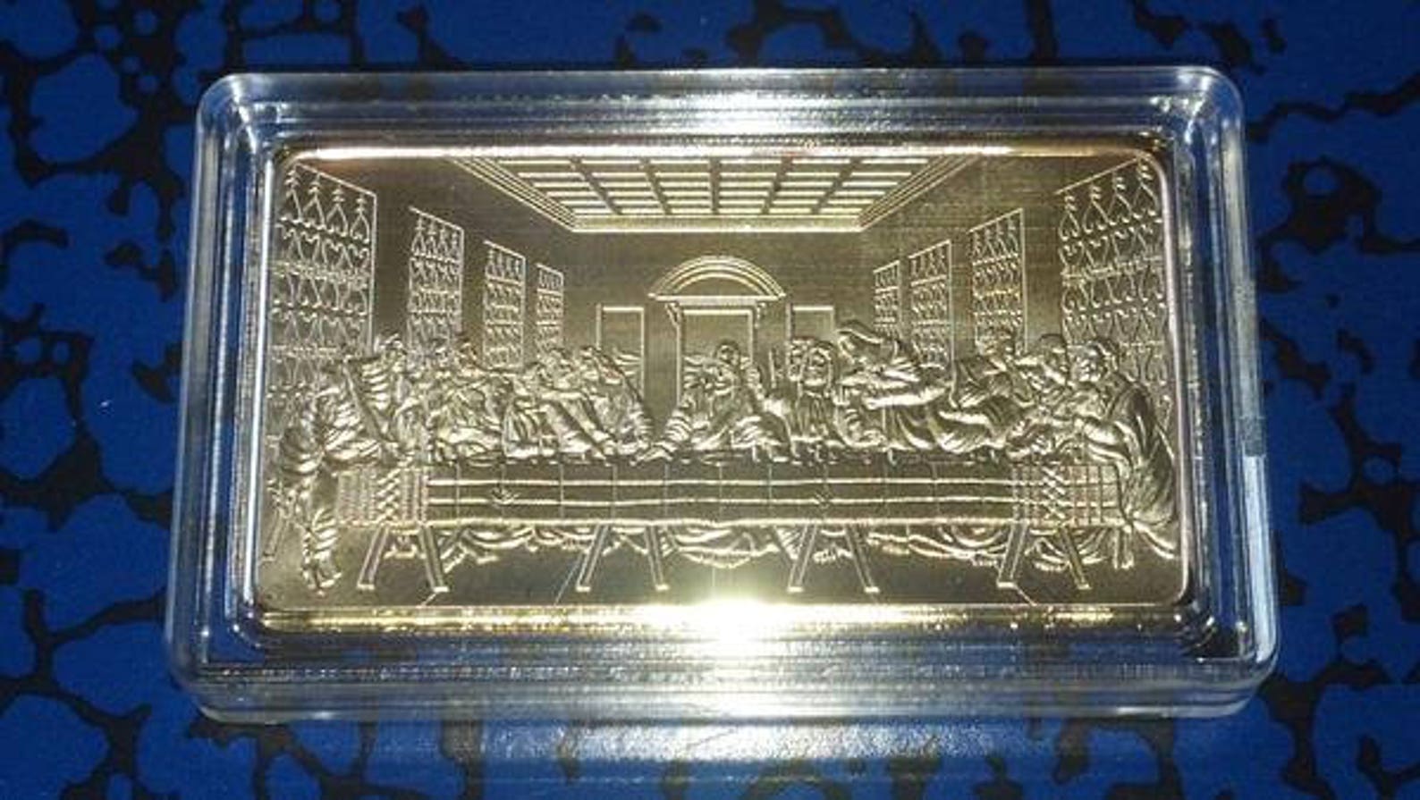 Jesus Last Supper Religious Gold Plated Art Bar Etsy