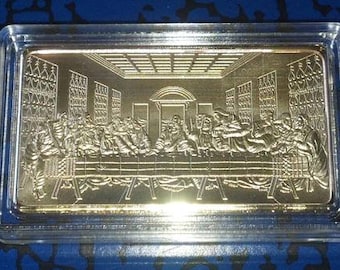 Jesus Last Supper Religious Gold Plated Art Bar