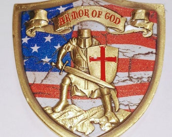 Armor of God Religious Shield Medal - Your Choice of Color: Gold, Silver or Copper