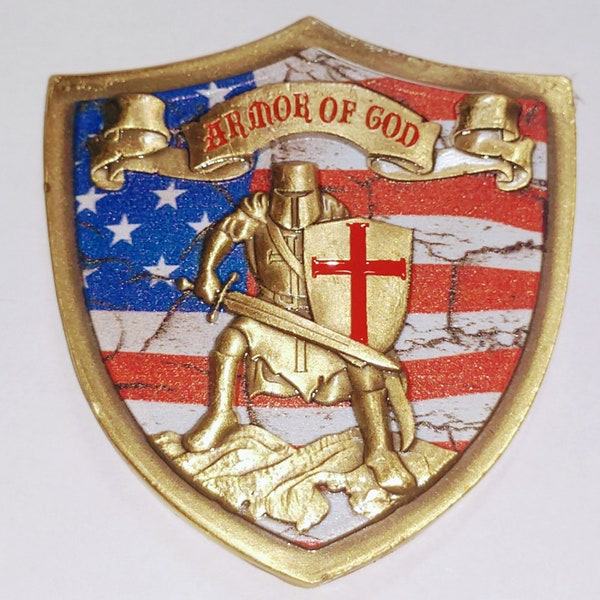 Armor of God Religious Shield Medal - Your Choice of Color: Gold, Silver or Copper