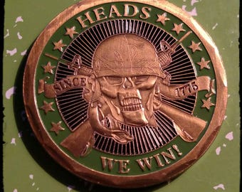 Heads We Win, Tails You Lose Colorized Challenge Art Coin