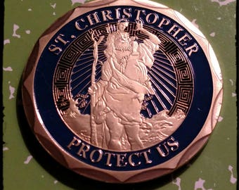 Saint Christopher Protect Us Religious Art Coin
