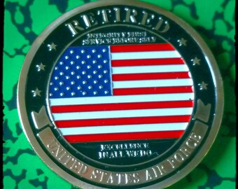 USAF Army Air Corps Retired Colorized Challenge Art Coin