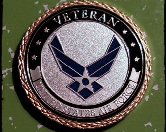 USAF Air Force Veteran Colorized Challenge Art Coin