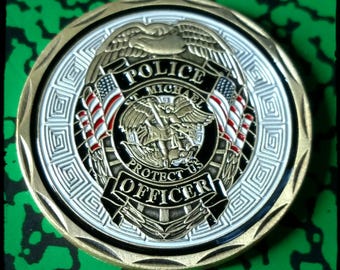 Saint Michael Police Law Enforcement Colorized Challenge Art Coin